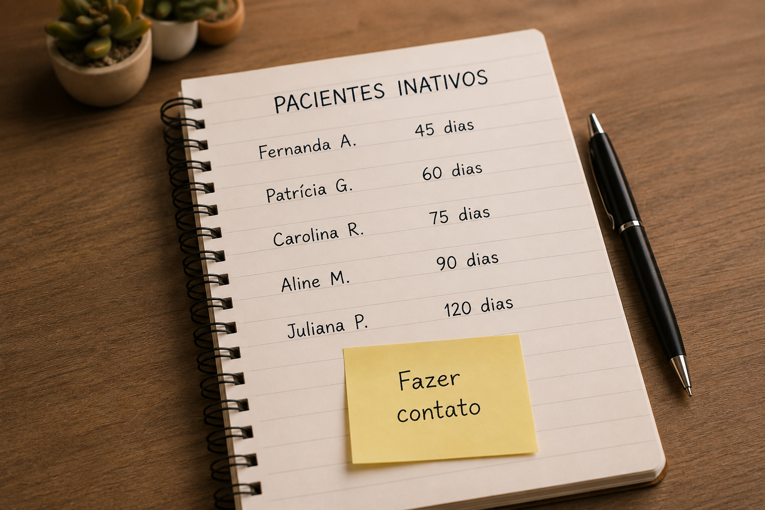 Lista de pacientes inativos em uma agenda